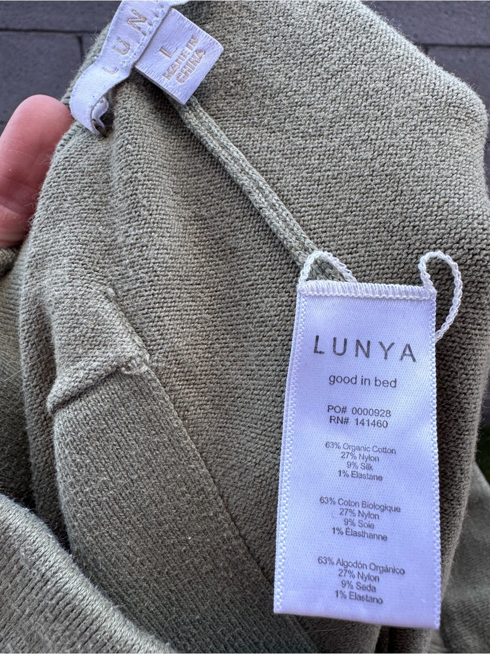 lunya Organic Cotton Silk Blend Knit Lounge jogger pant in Sage Green large - Picture 5 of 8